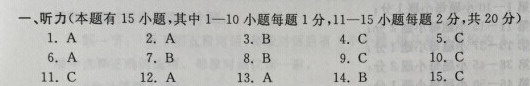 2015年湖州中考英语听力